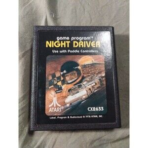Night Driver for Atari 2600. Tested & Works. Vintage 1978.